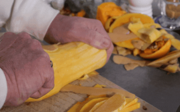 Peeling butternut squash