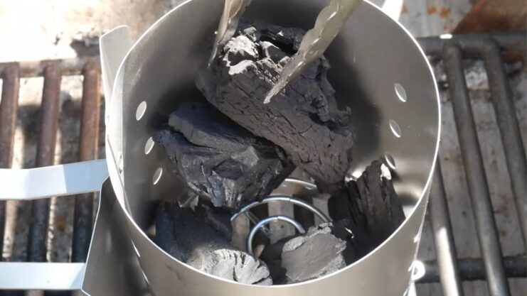 Fill the Chimney Starter with Charcoal